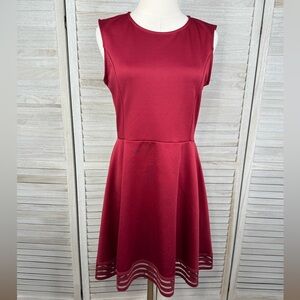 DOTTED Fit & Flare Sleeveless Dress Wine-Large